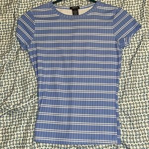 Blue and white crop top